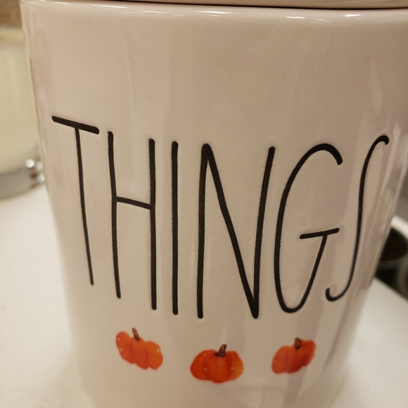 Rae Dunn THINGS Fall Pumpkins Ceramic Canister Jar NEW - Picture 3 of 4